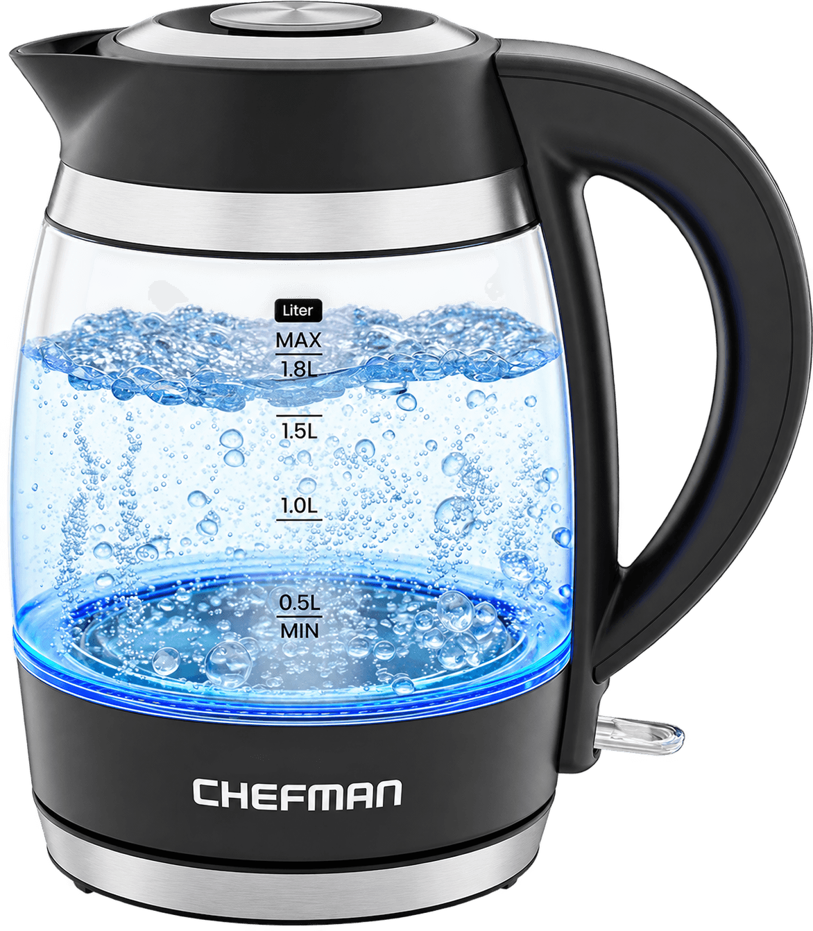 Chefman 1.8L Glass Electric Kettle, 1500W, Removable Lid