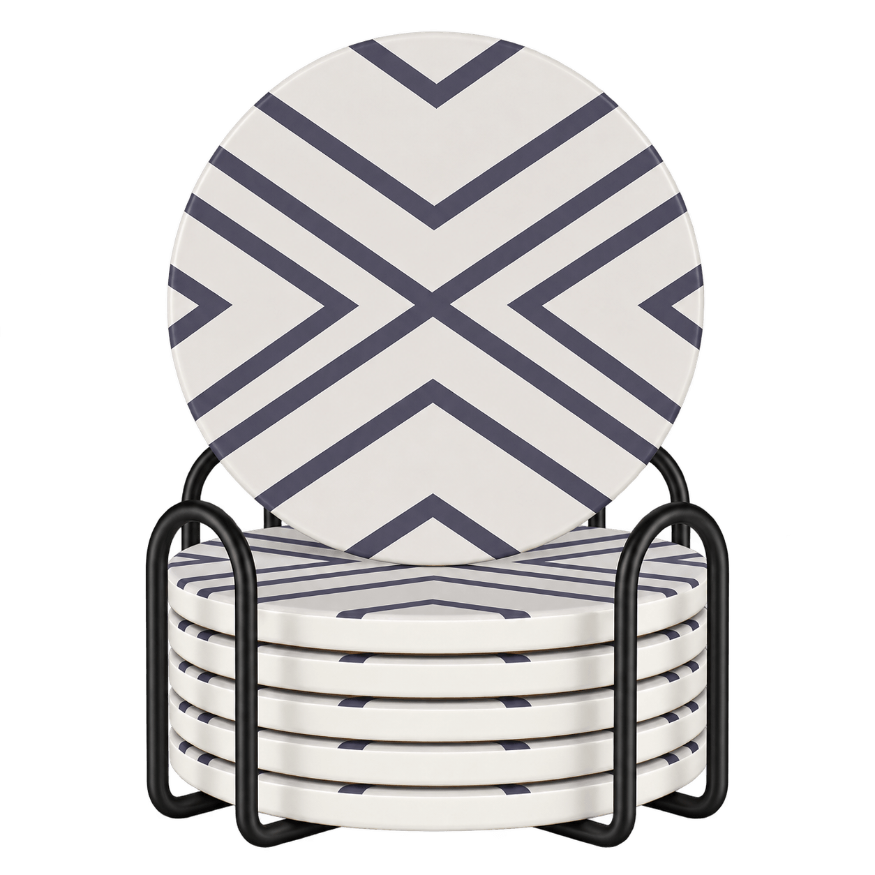 LIFVER Ceramic Coasters with Holder, Set of 6 (Demo)