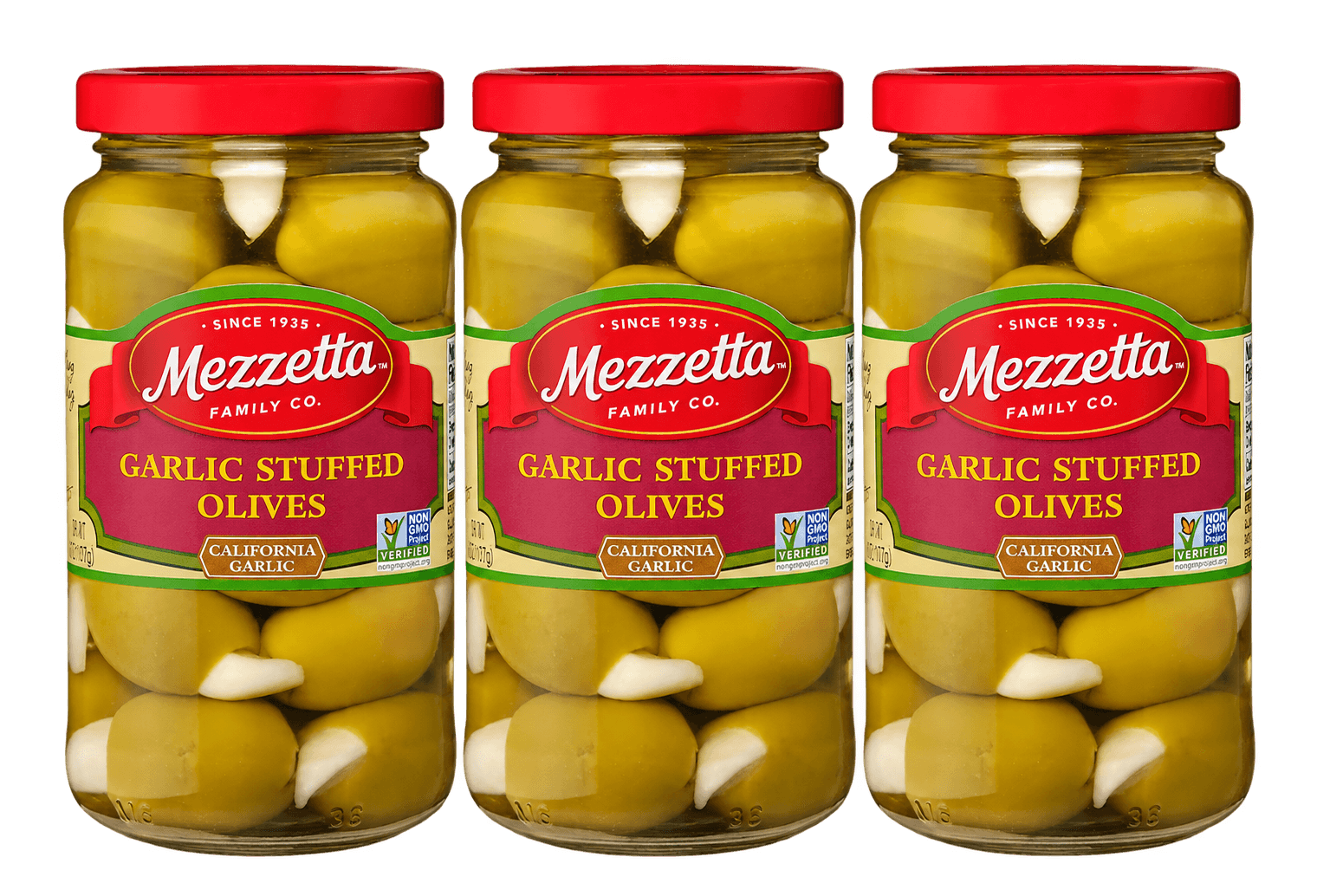 Mezzetta Garlic Stuffed Green Olives, 6 oz Jars