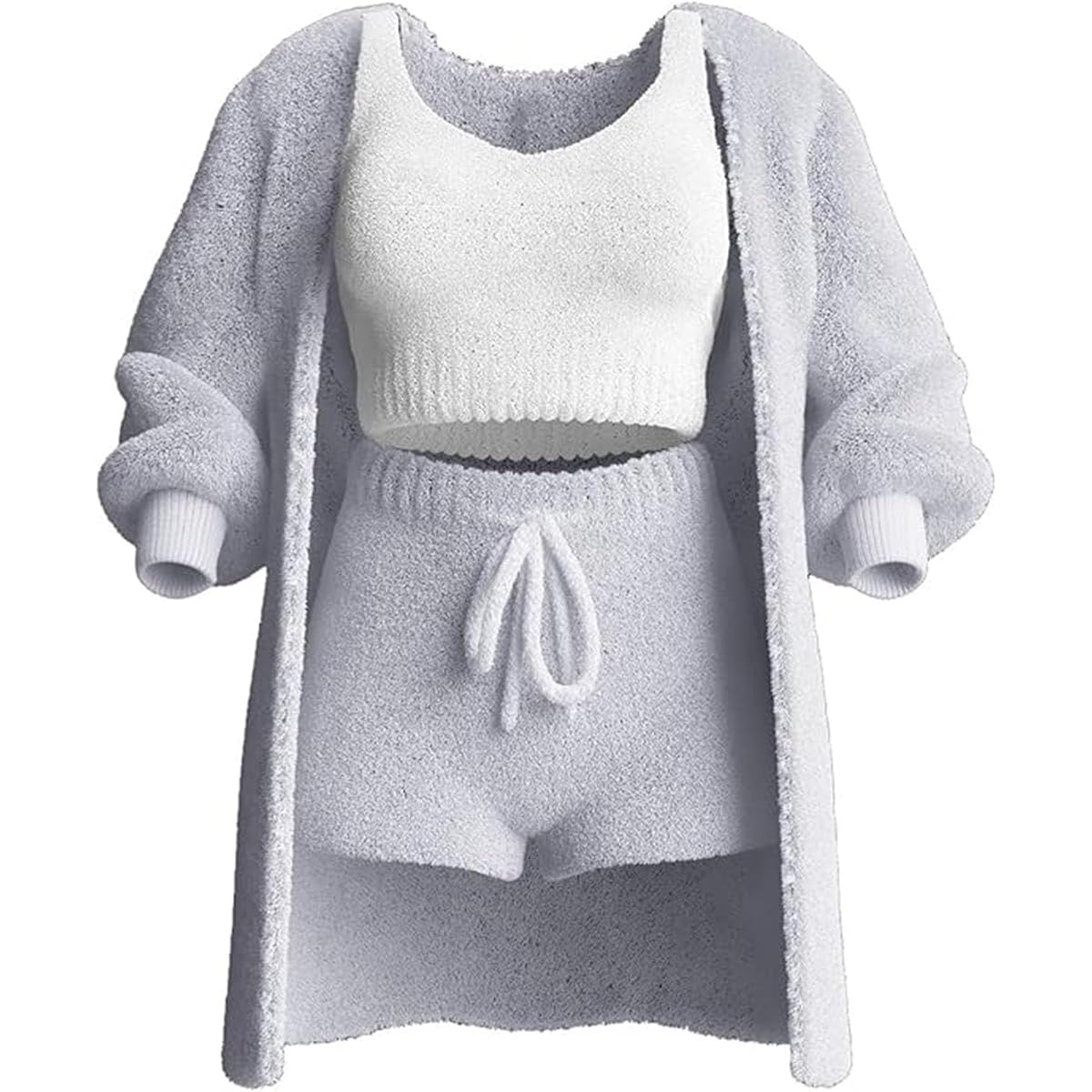 BednL Women's Fuzzy Knit Three-Piece Lounge Set