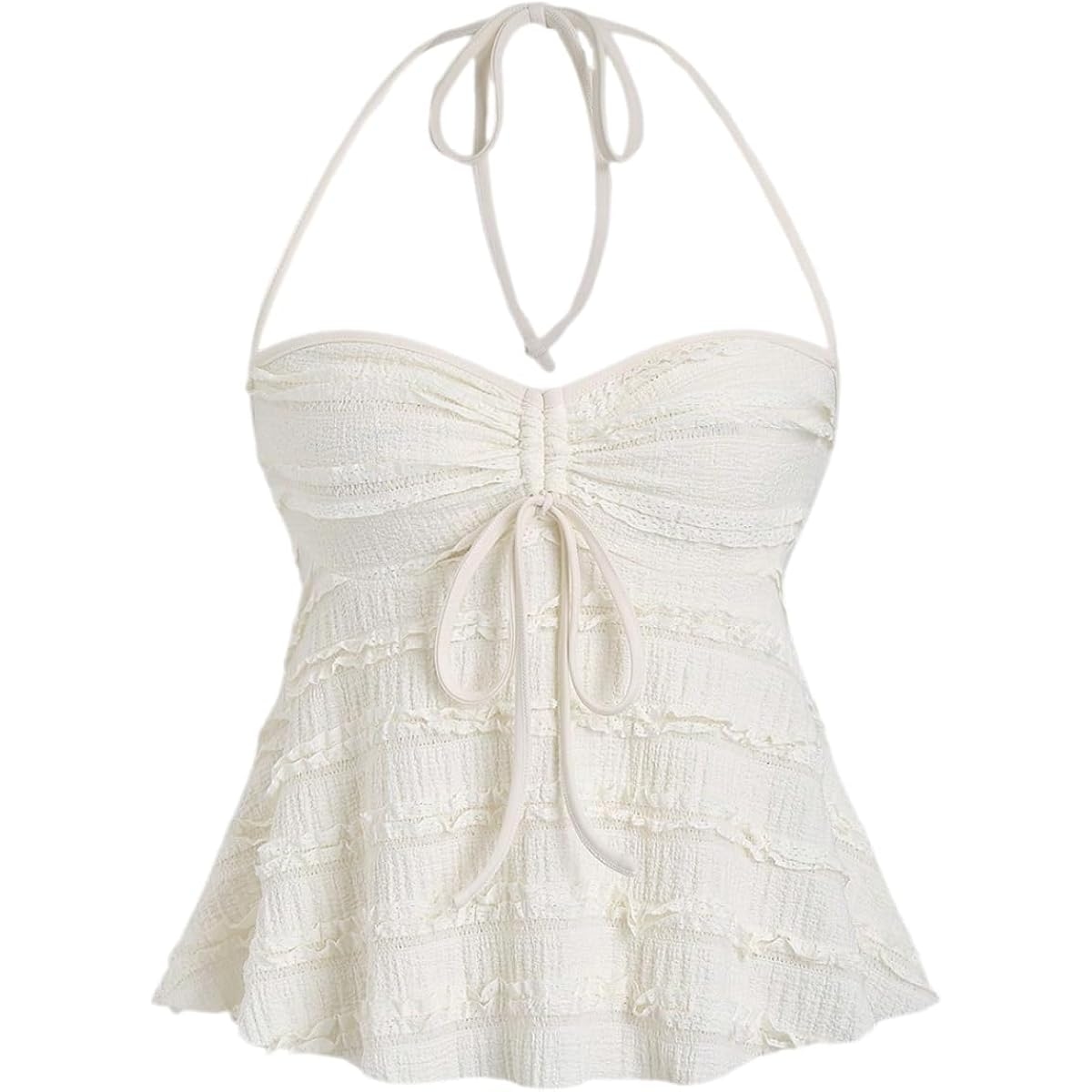 SOLY HUX Women's Halter Peplum Tie-Front Cami Top