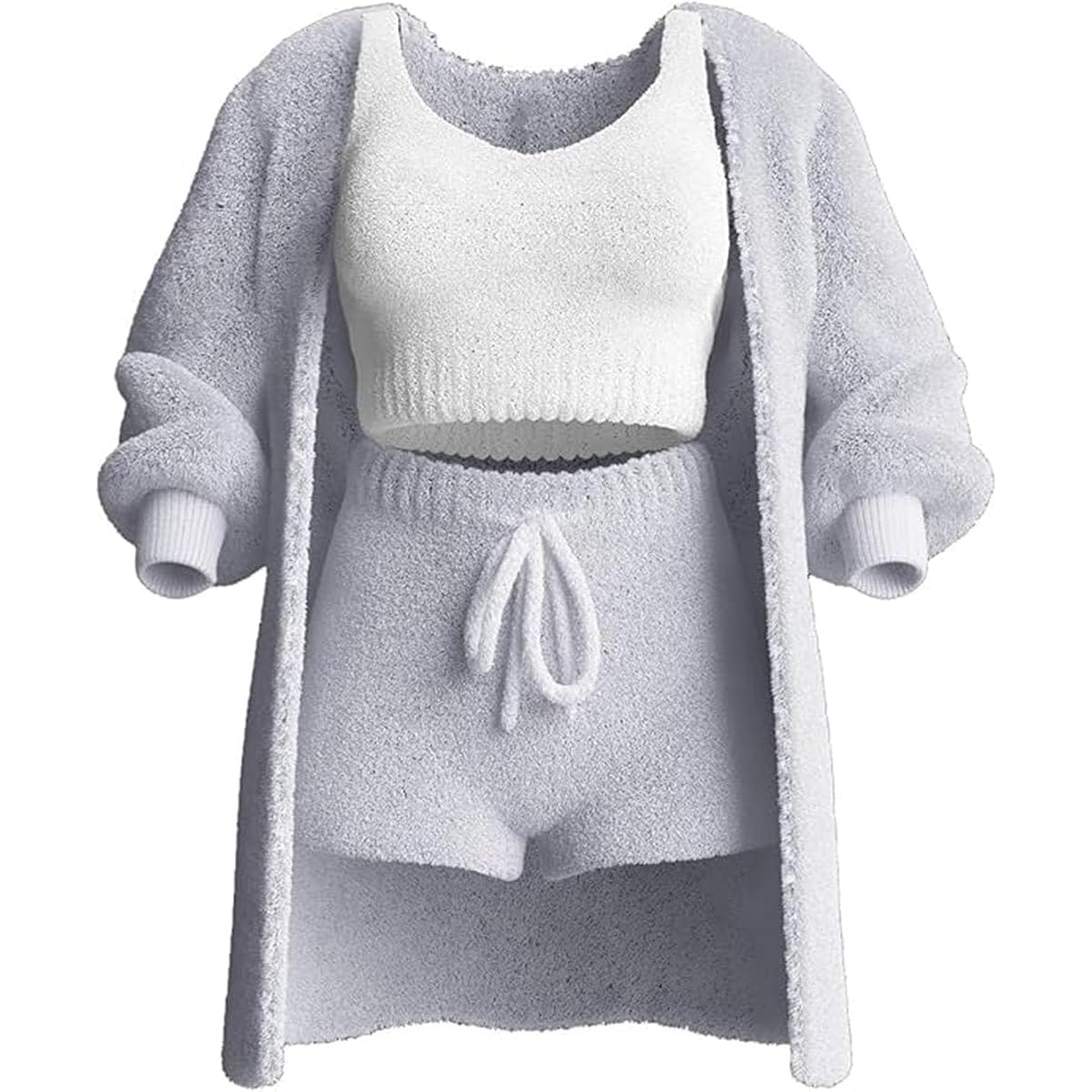 BednL Women's Fuzzy Knit Three-Piece Lounge Set