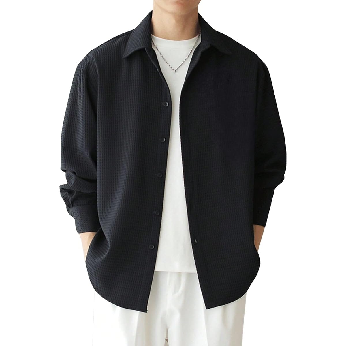 Leriya Fashion Men's Textured Long Sleeve Shirt LF-MS-6134