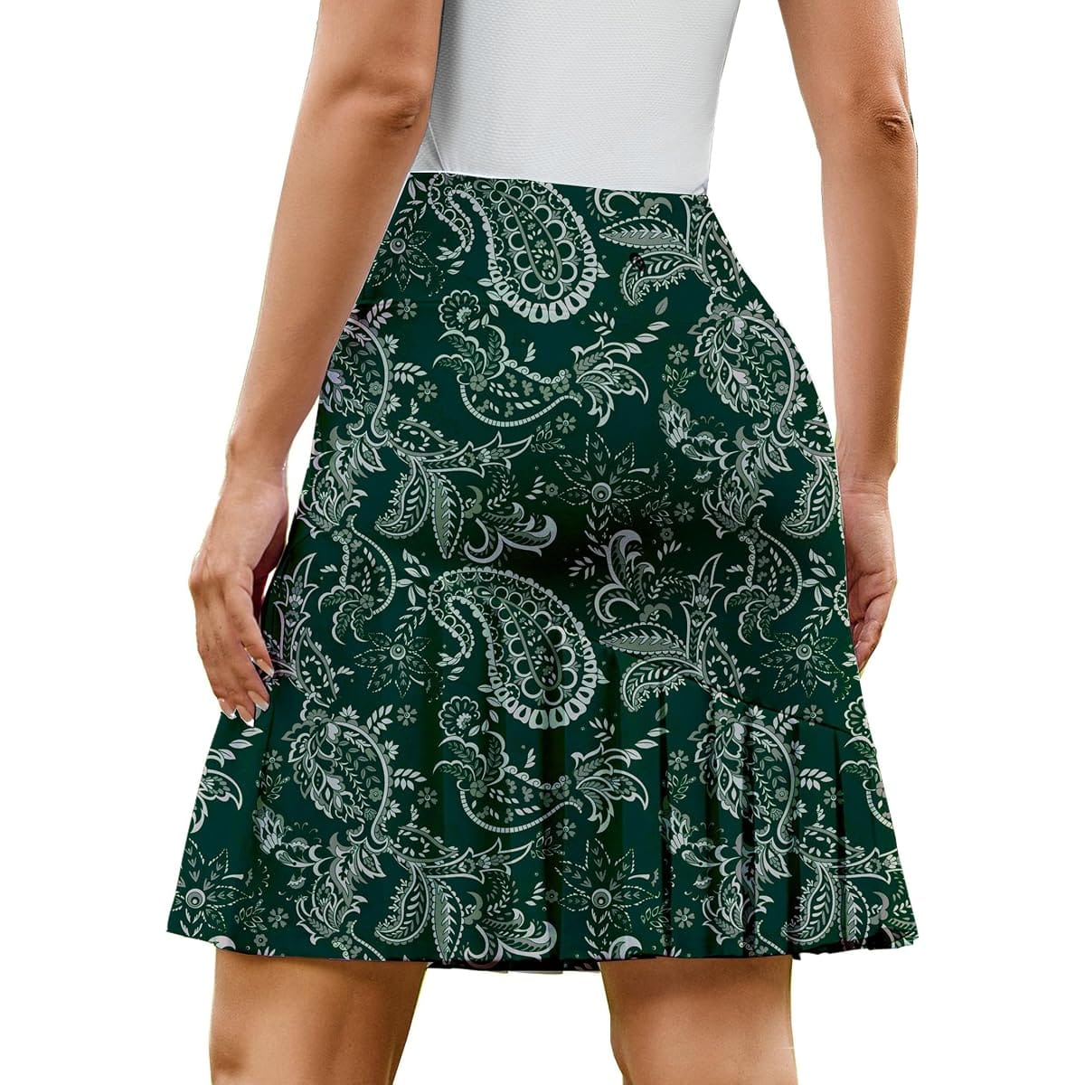 PINSPARK Women's 20-Inch Pleated Golf Skort with Mesh Shorts