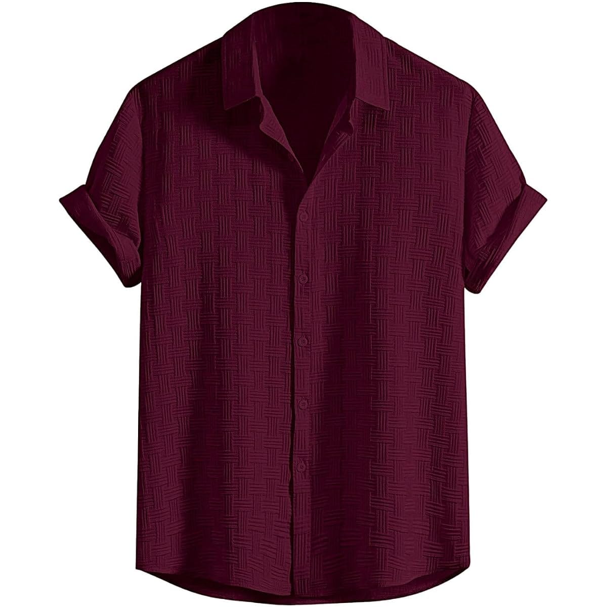 Leriya Fashion Men's Waffle Texture Half Sleeve Shirt LF-MS-6246