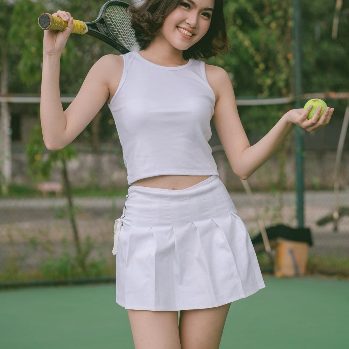 PINSPARK Women's 14" Pleated Tennis Skirt with Pockets